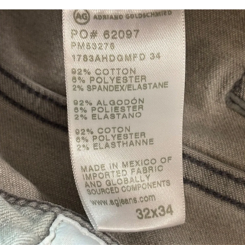 AG Adriano Goldschmied Tellis Modern Slim Italian Fabric Light Grey Jeans 32x34